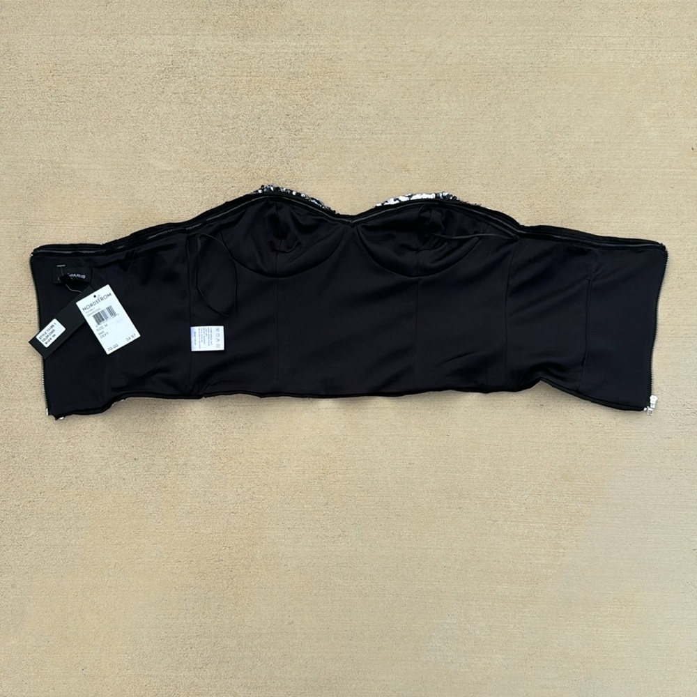 NWT Lucy Paris ‘Jamie’ Gunmetal Sequin Strapless Crop Top Size Medium - Picture 7 of 8